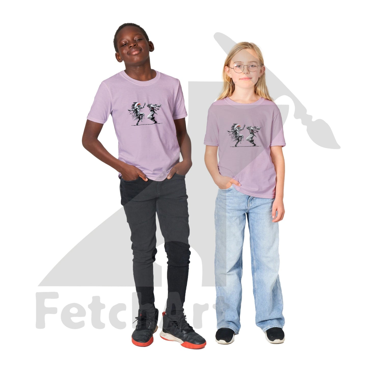 Classic Kids Crewneck T-shirt-Men-Freedom Dance - Fetch Art