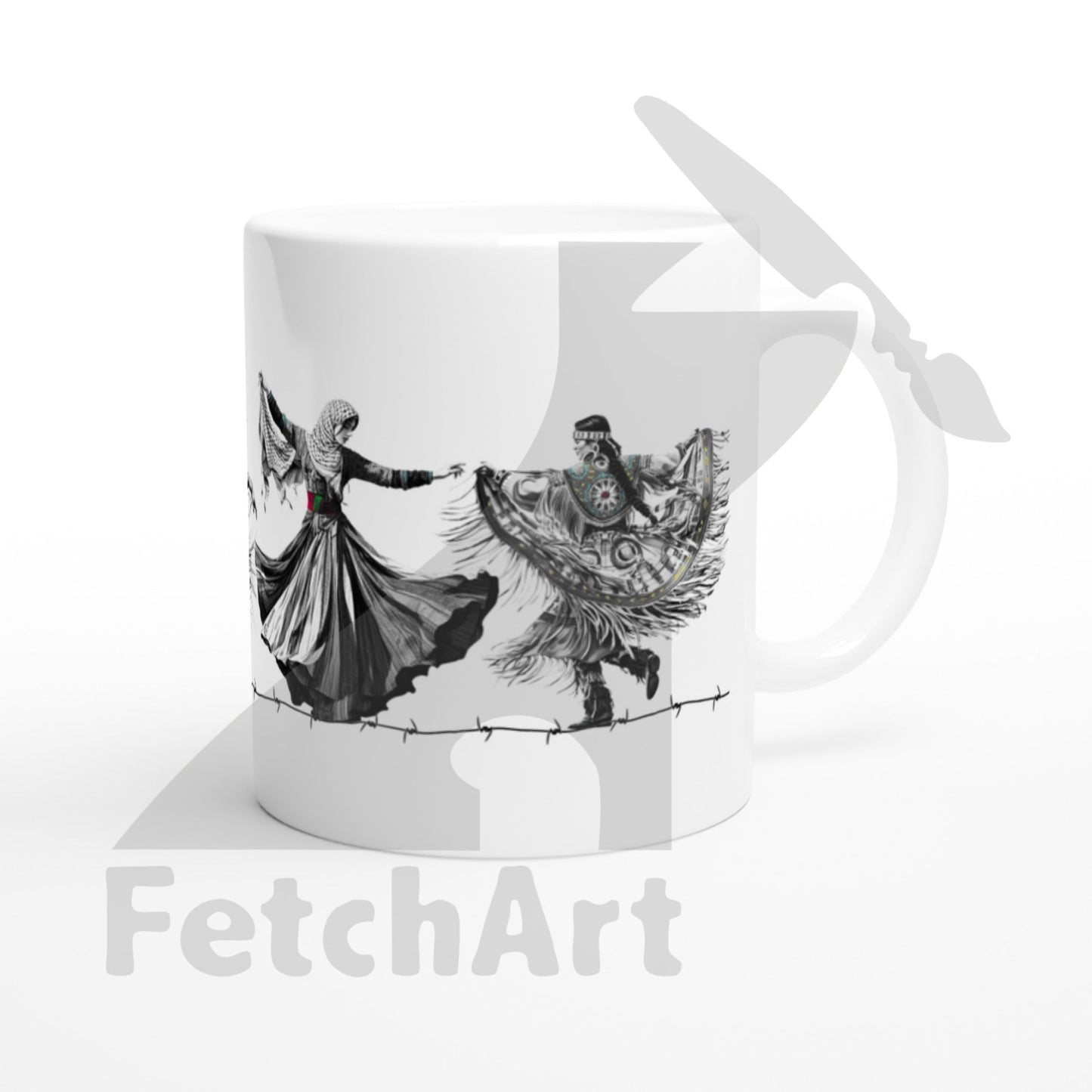 White 11Oz Ceramic Mug-Freedom Dancers Print Material