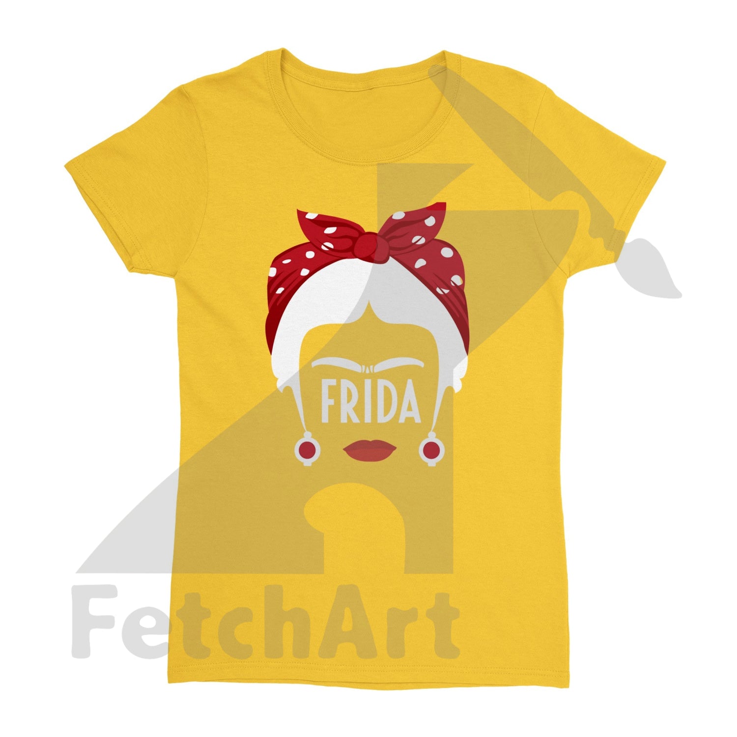 Heavyweight Women's Crewneck T-shirt - Authentic Frida Kahlo Design - Fetch Art