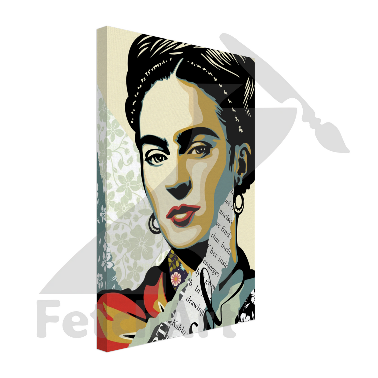 Canvas-Viva La Frida-Portrait-Collage Style - Fetch Art