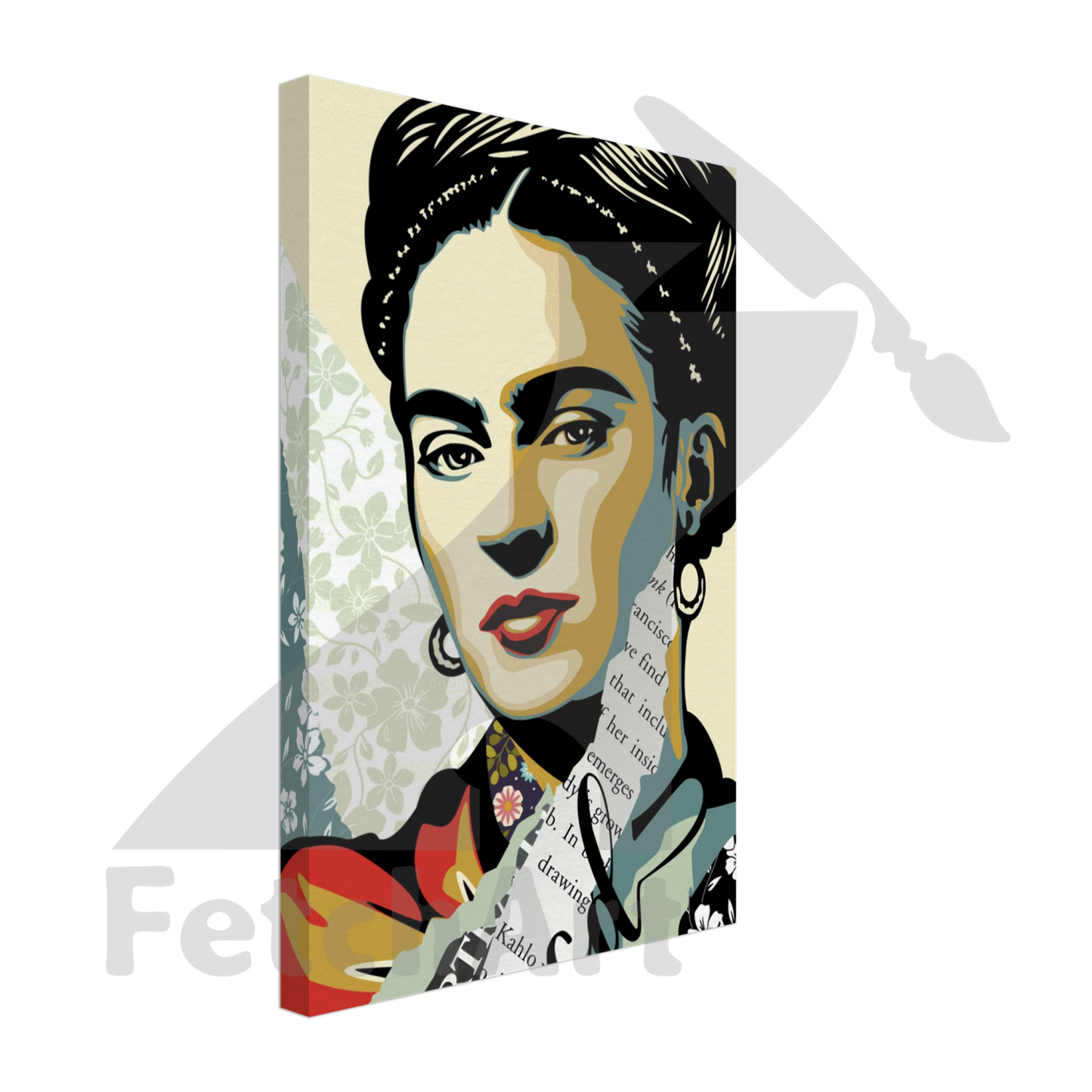 Canvas-Viva La Frida-Portrait-Collage Style - Fetch Art