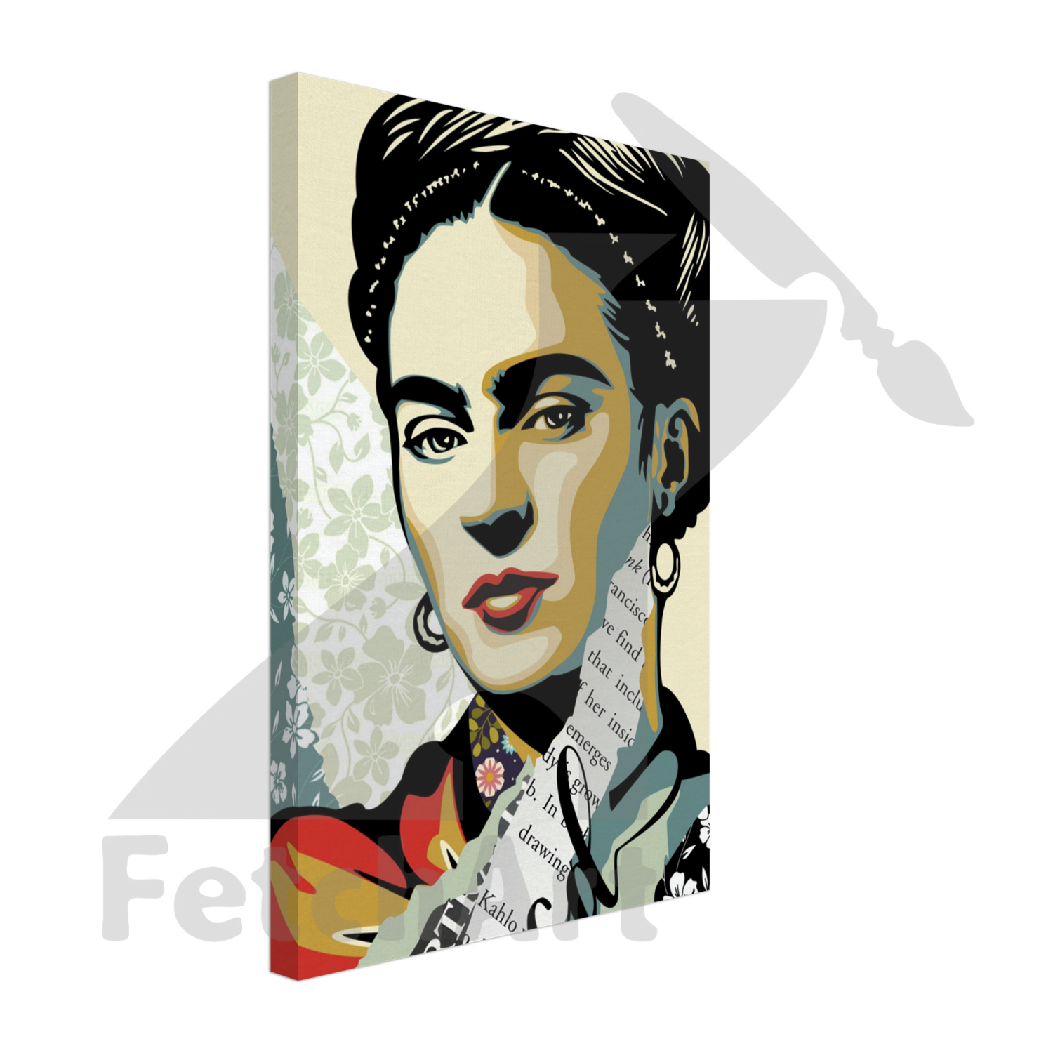 Canvas-Viva La Frida-Portrait-Collage Style - Fetch Art