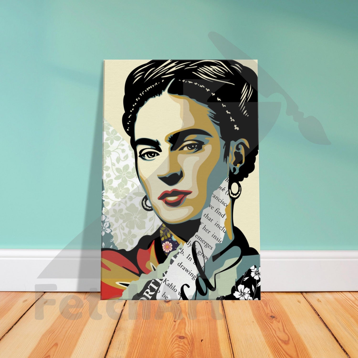 Canvas-Viva La Frida-Portrait-Collage Style - Fetch Art