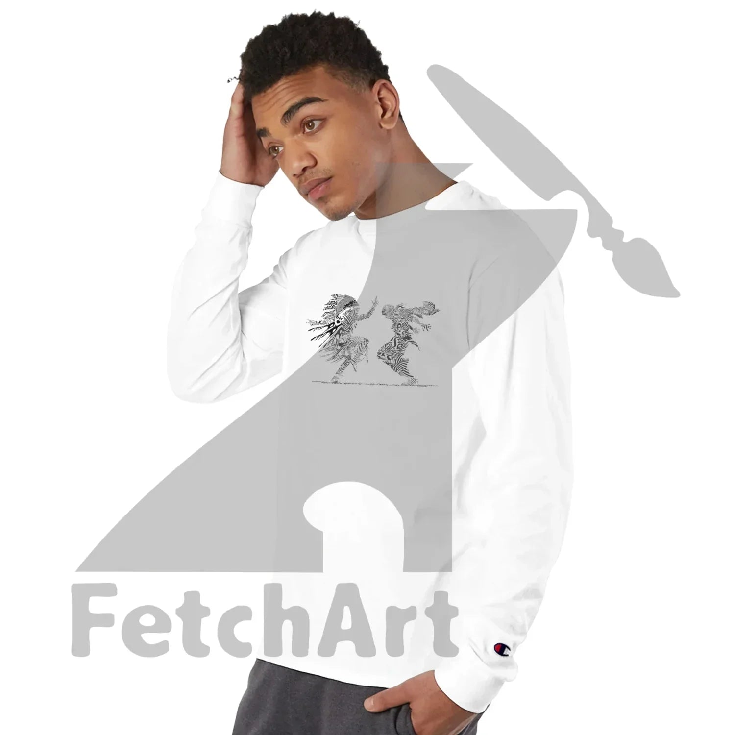 Champion CC8C men’s long-sleeve Op Art Freedom Dance wearable art shirt