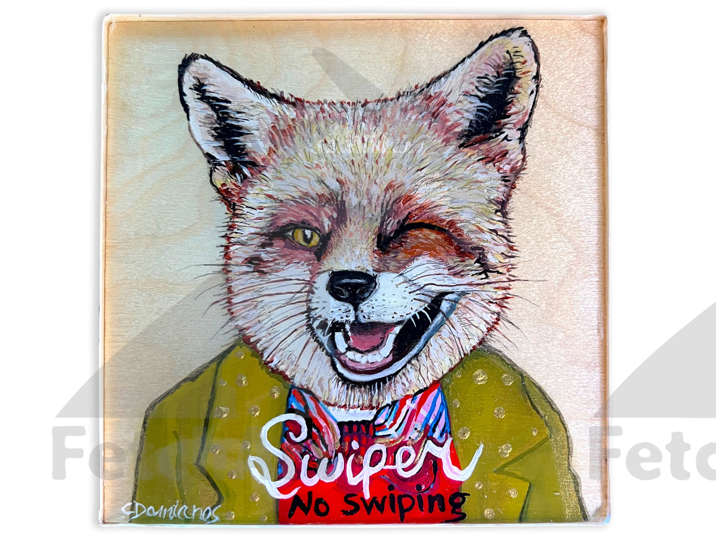 Original Fox Acrylic Paintings on Wood: Whimsical Animal Portraits - Charming Home Decor