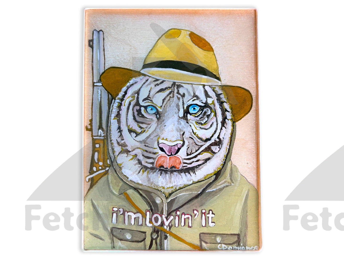 Original Tiger Acrylic Paintings on Wood: Whimsical Animal Portraits - Charming Home Decor
