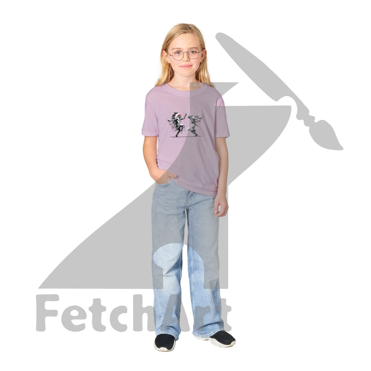 Classic Kids Crewneck T-shirt-Men-Freedom Dance - Fetch Art