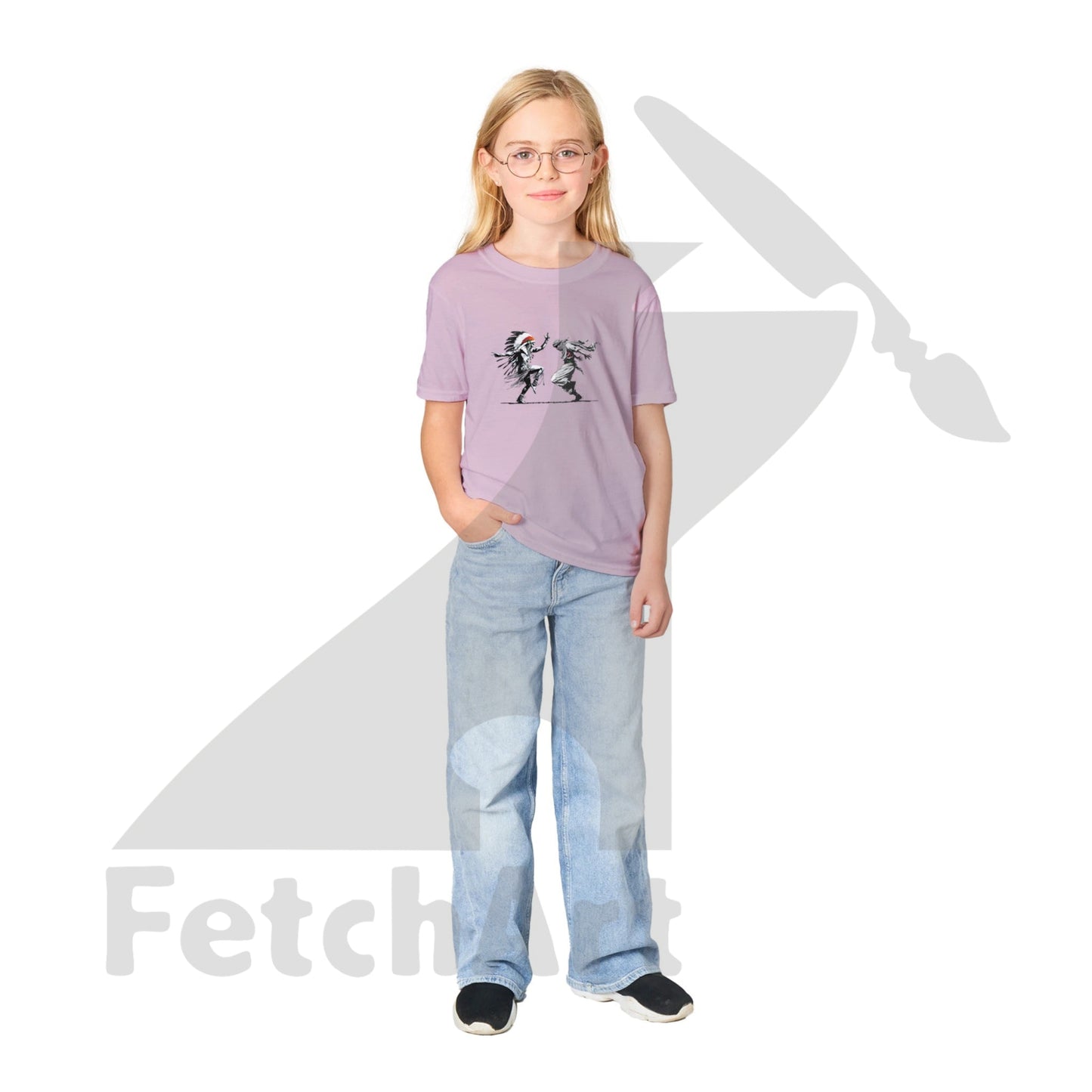 Classic Kids Crewneck T-shirt-Men-Freedom Dance - Fetch Art