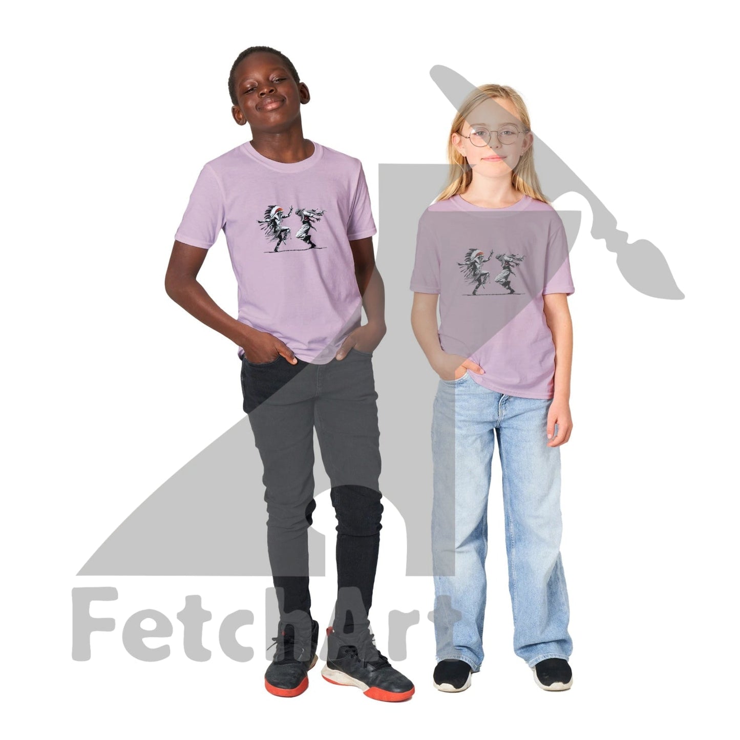 Classic Kids Crewneck T-shirt-Men-Freedom Dance - Fetch Art