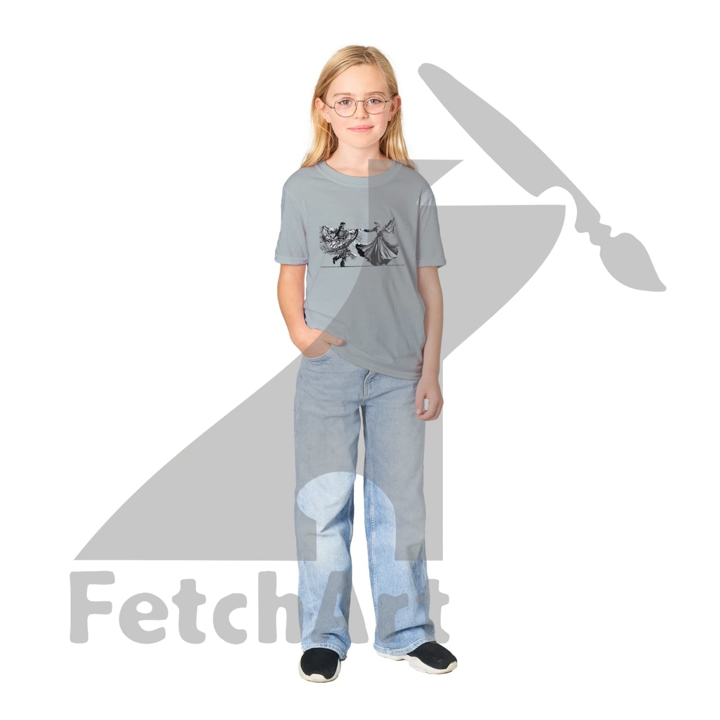 Classic Kids Crewneck T-shirt-Women-Freedom Dance - Fetch Art
