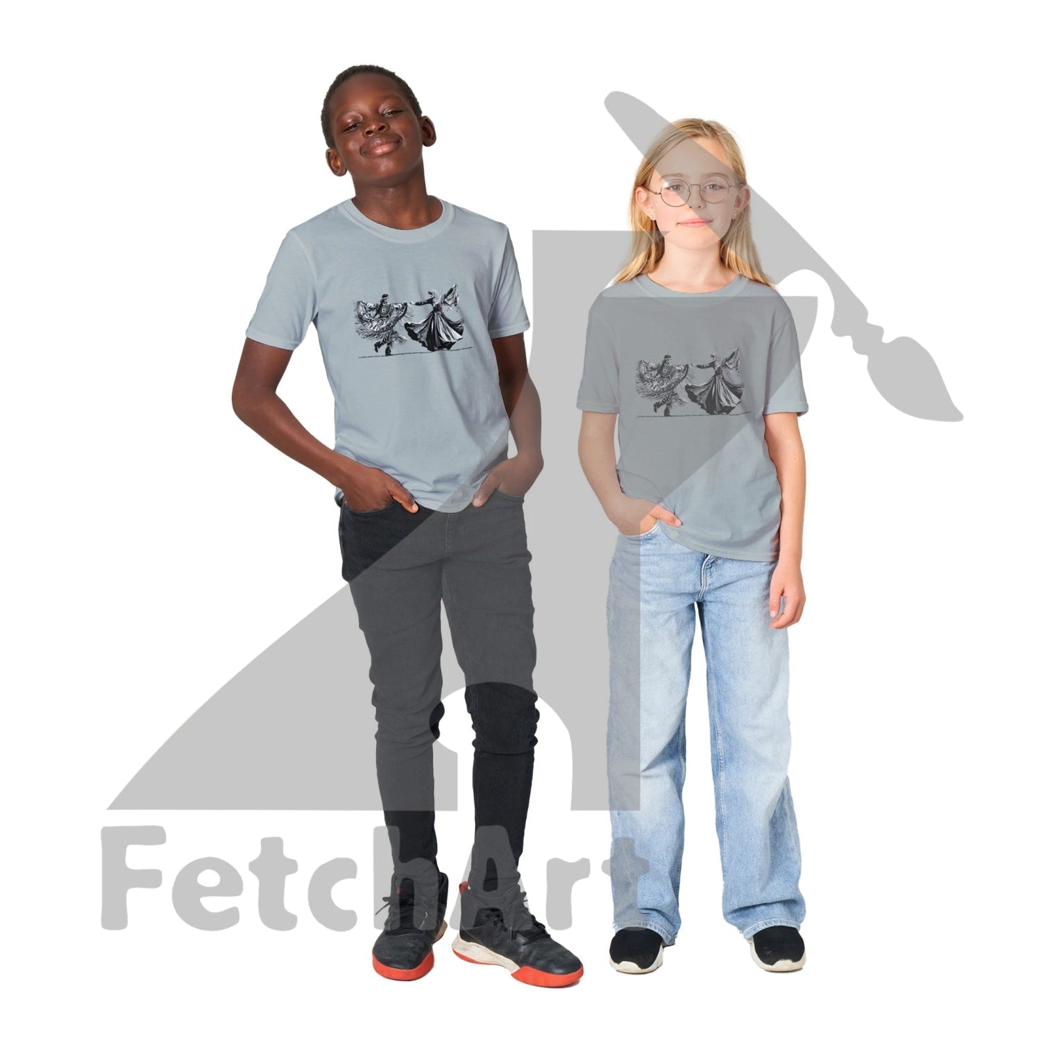 Classic Kids Crewneck T-shirt-Women-Freedom Dance - Fetch Art