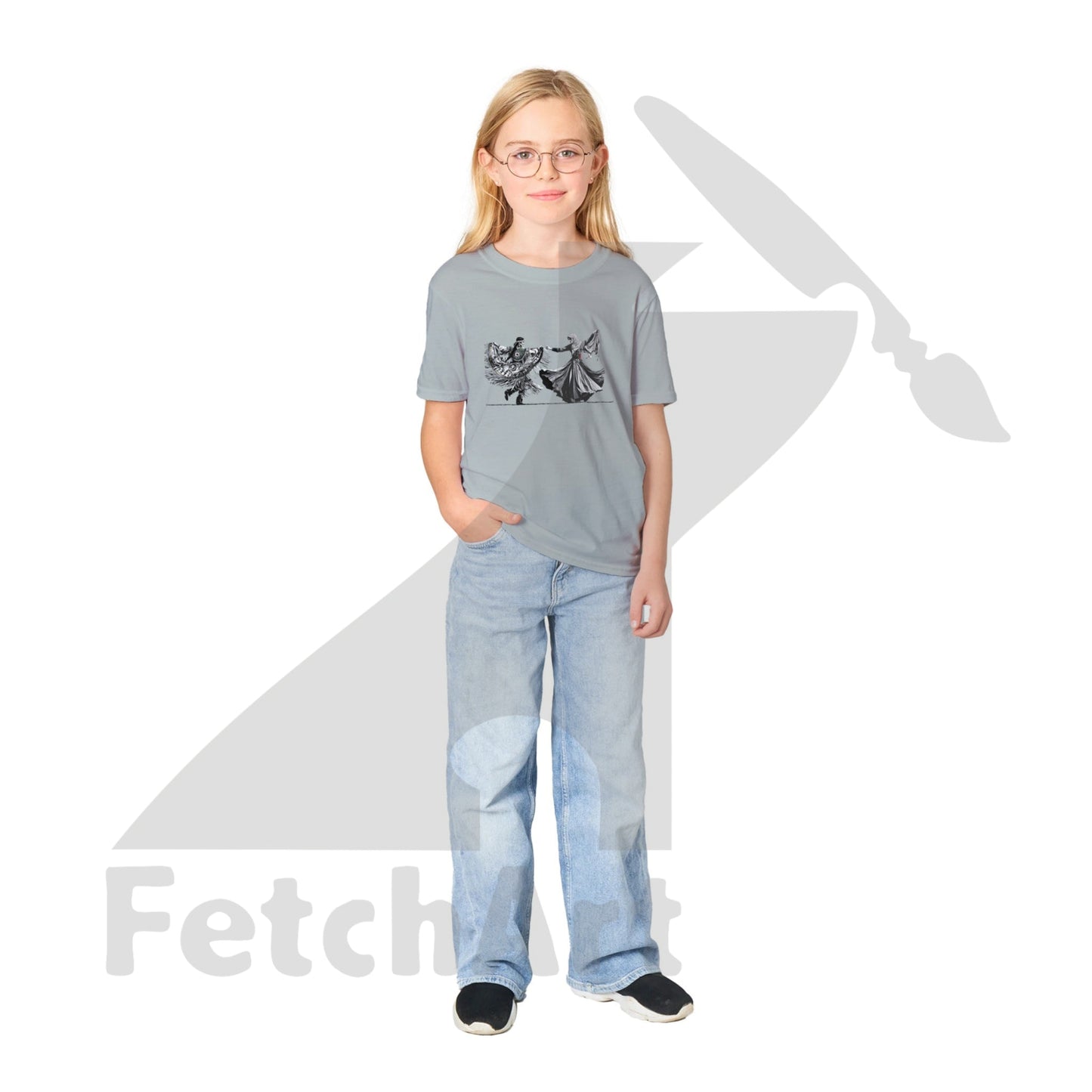 Classic Kids Crewneck T-shirt-Women-Freedom Dance - Fetch Art