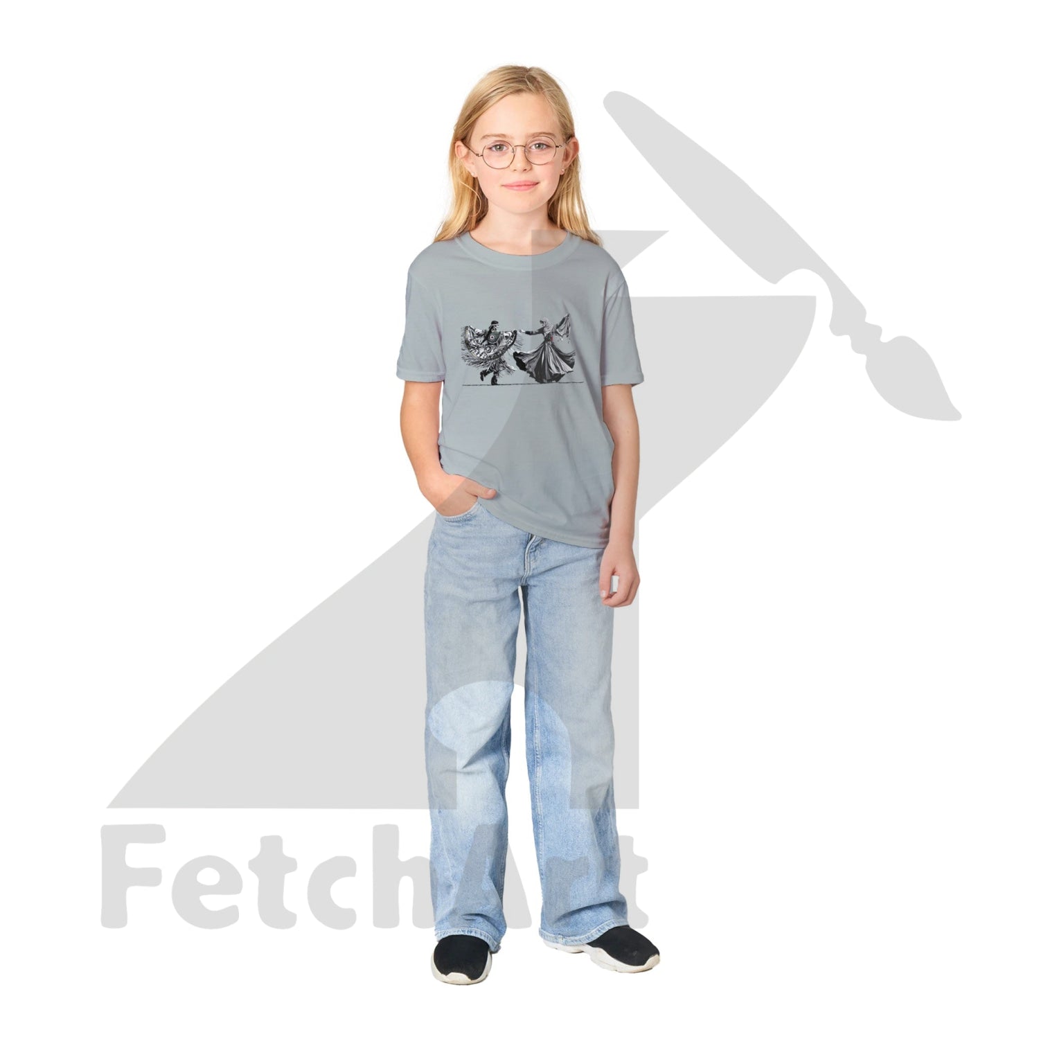Classic Kids Crewneck T-shirt-Women-Freedom Dance - Fetch Art