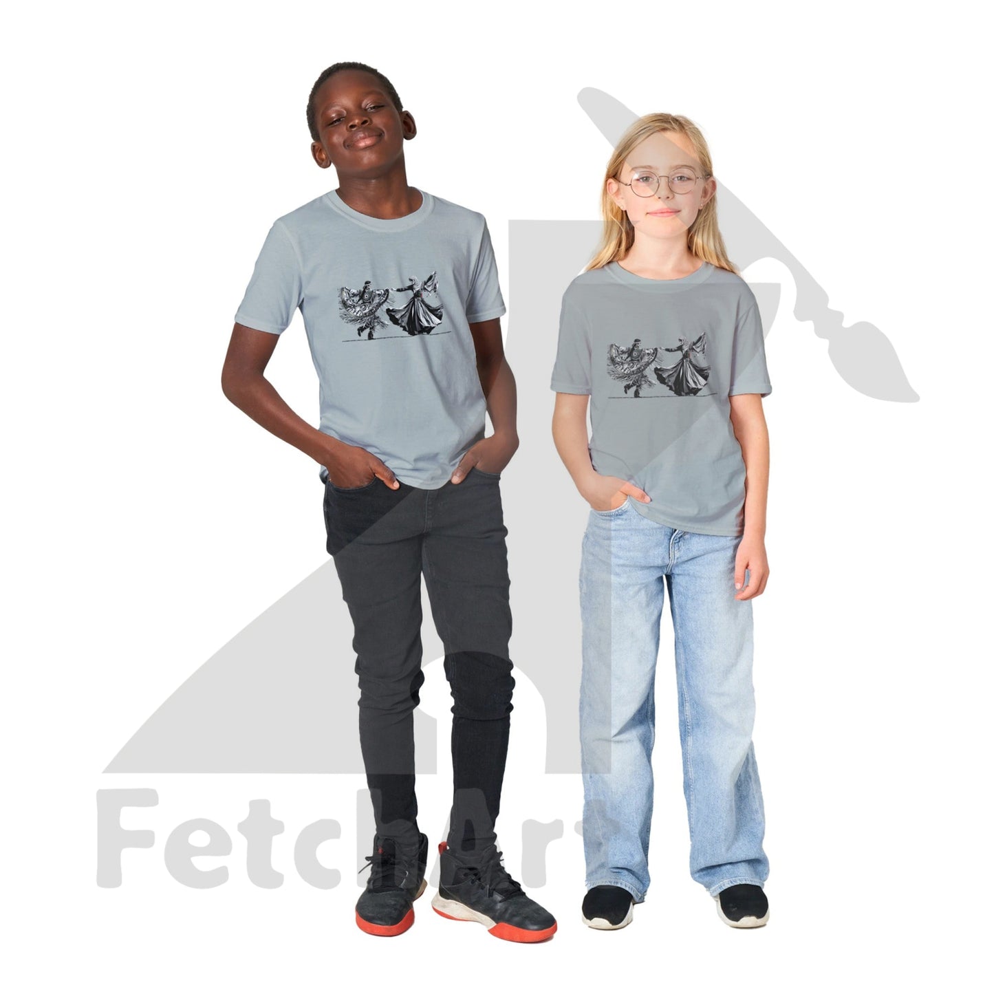 Classic Kids Crewneck T-shirt-Women-Freedom Dance - Fetch Art