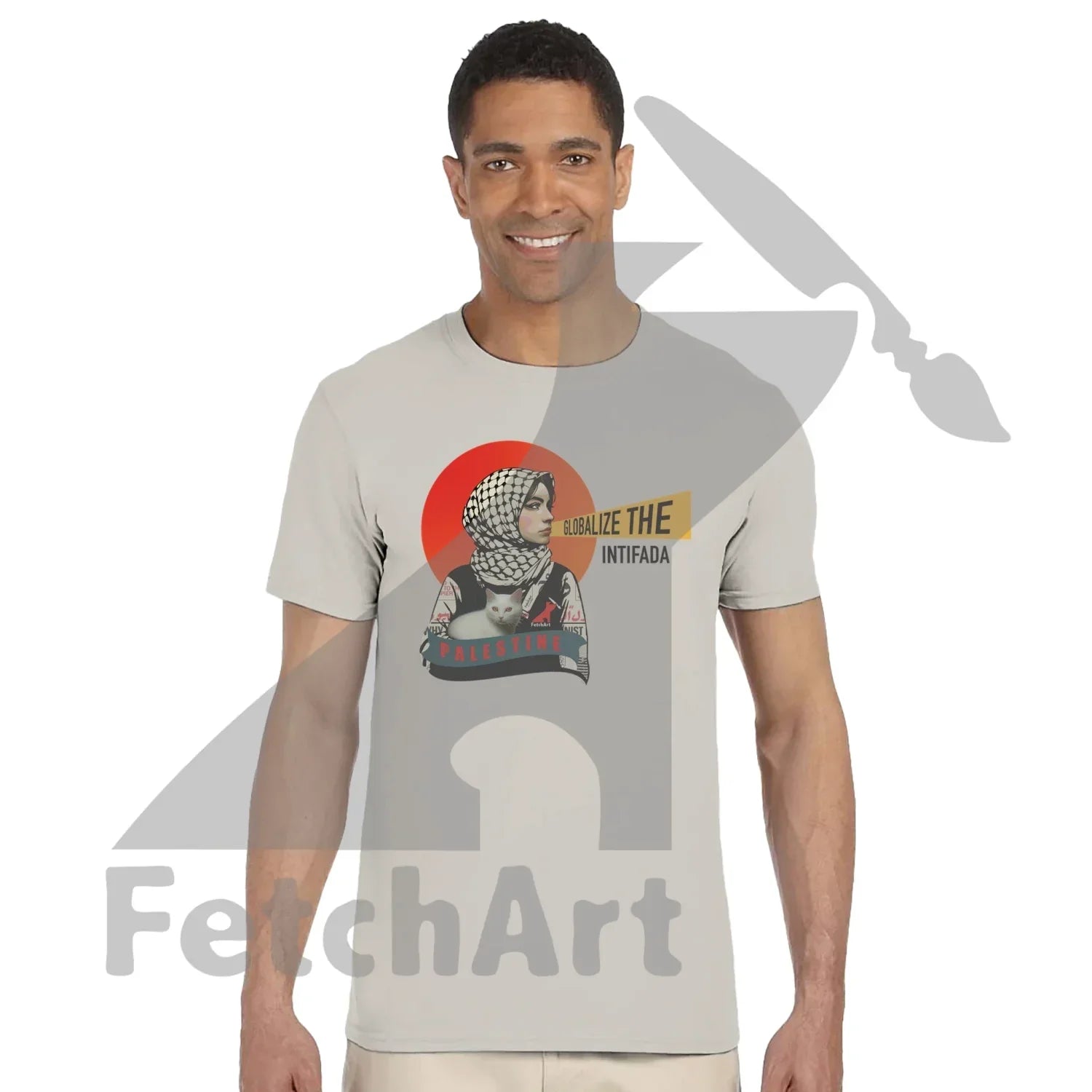 Unisex protest art t-shirt worn casually