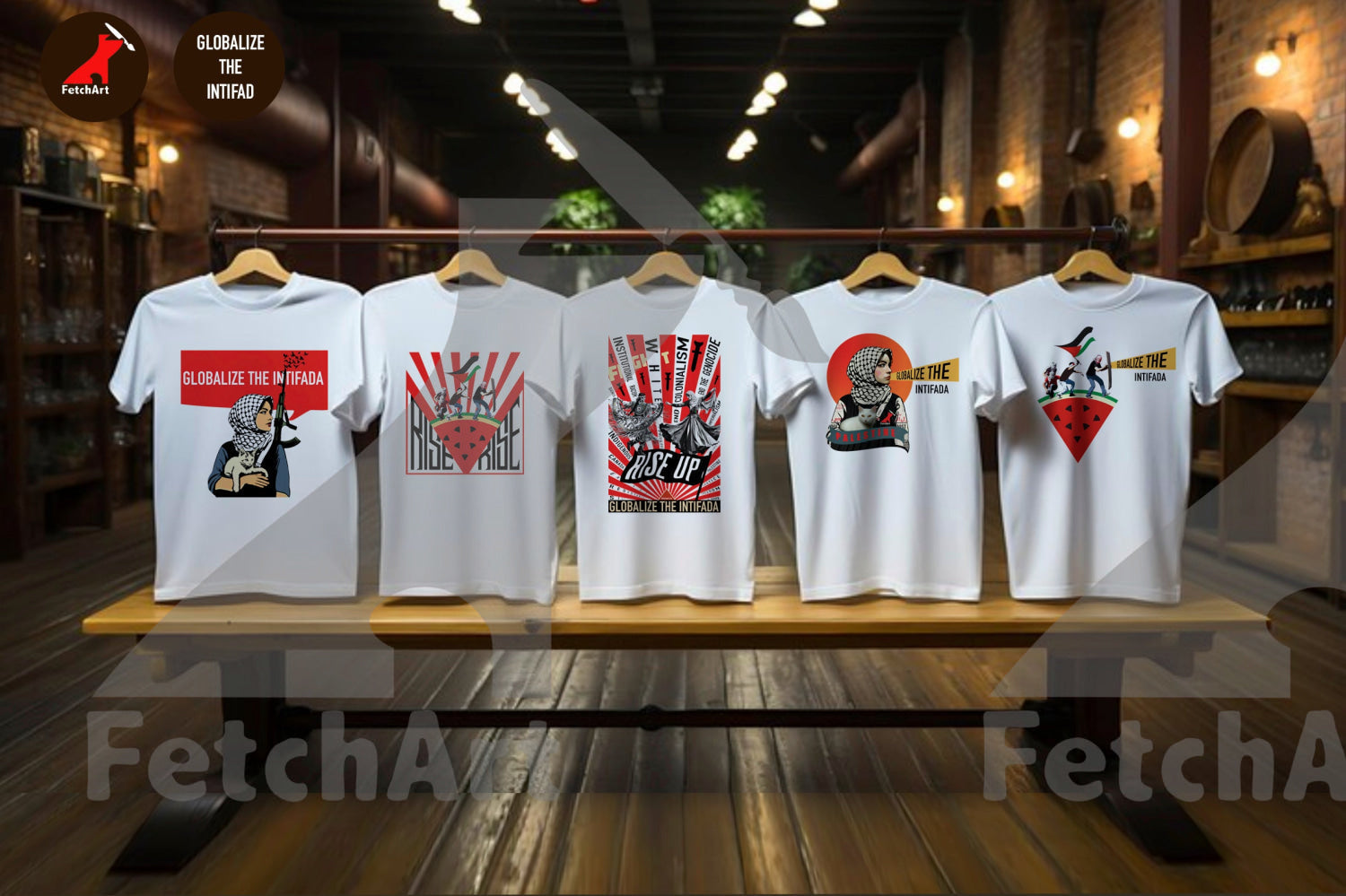 Globalize the Intifada unisex crewneck t-shirt wearable protest art