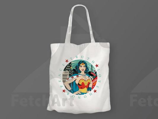 Classic Tote Bag: Empower Your Journey with Wonder Woman Tote Power! - Fetch Art