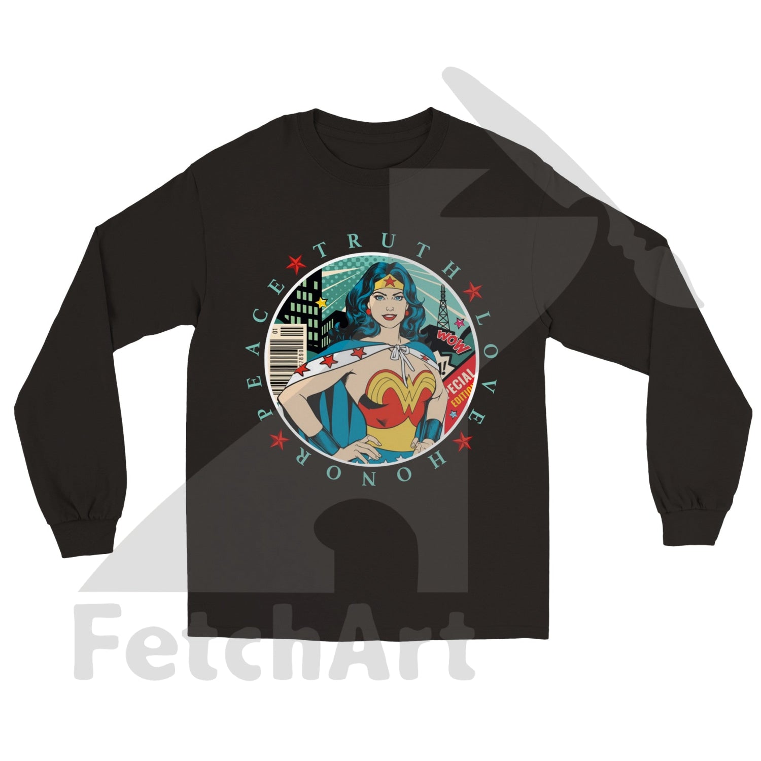Empower Your Style with Wonder Woman Long Sleeve T-Shirt: Trendy Urban Fashion - Fetch Art