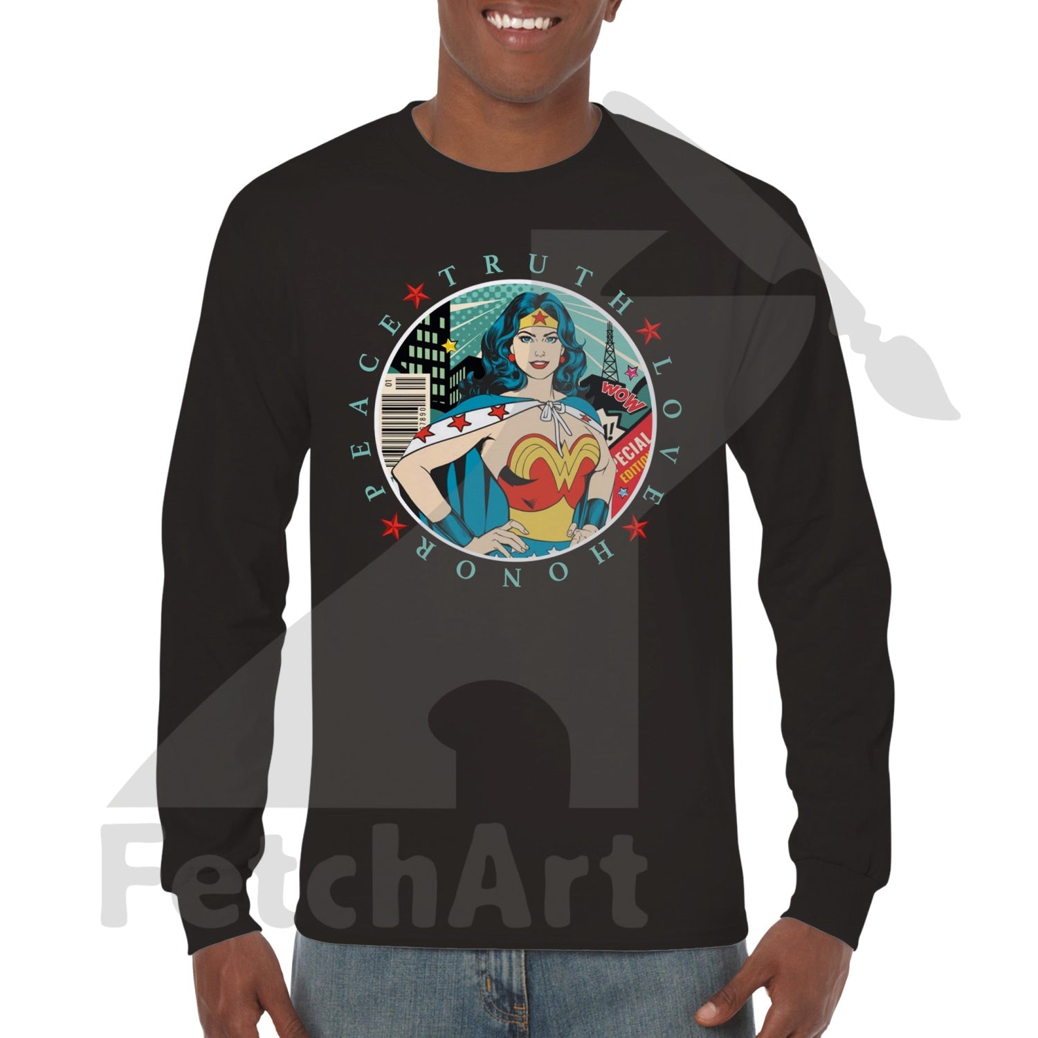 Empower Your Style with Wonder Woman Long Sleeve T-Shirt: Trendy Urban Fashion - Fetch Art