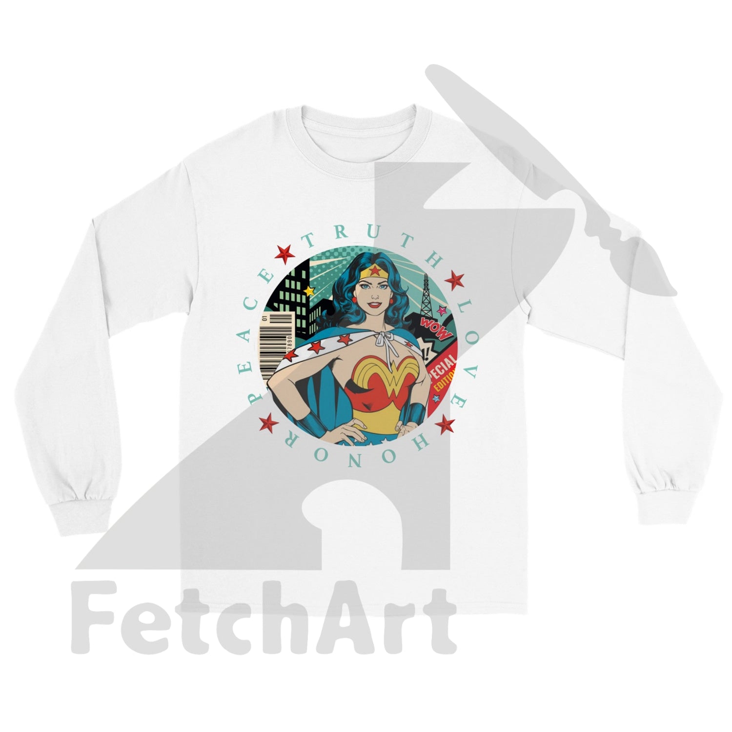 Empower Your Style with Wonder Woman Long Sleeve T-Shirt: Trendy Urban Fashion - Fetch Art