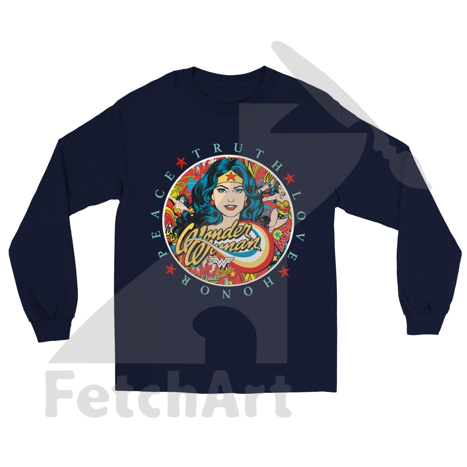 Empower Your Style with Wonder Woman Long Sleeve T-Shirt: Trendy Urban Fashion - Fetch Art