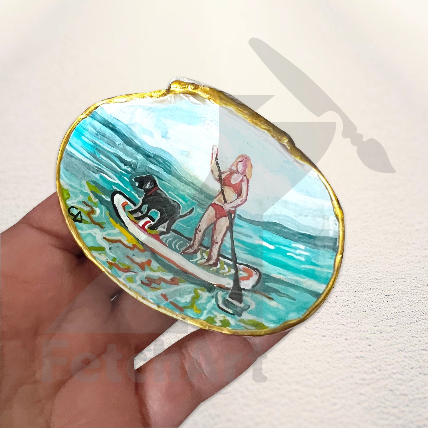 Seashell Acrylic Painting | Women and Mermaids | Original Resin Art Fetch Art