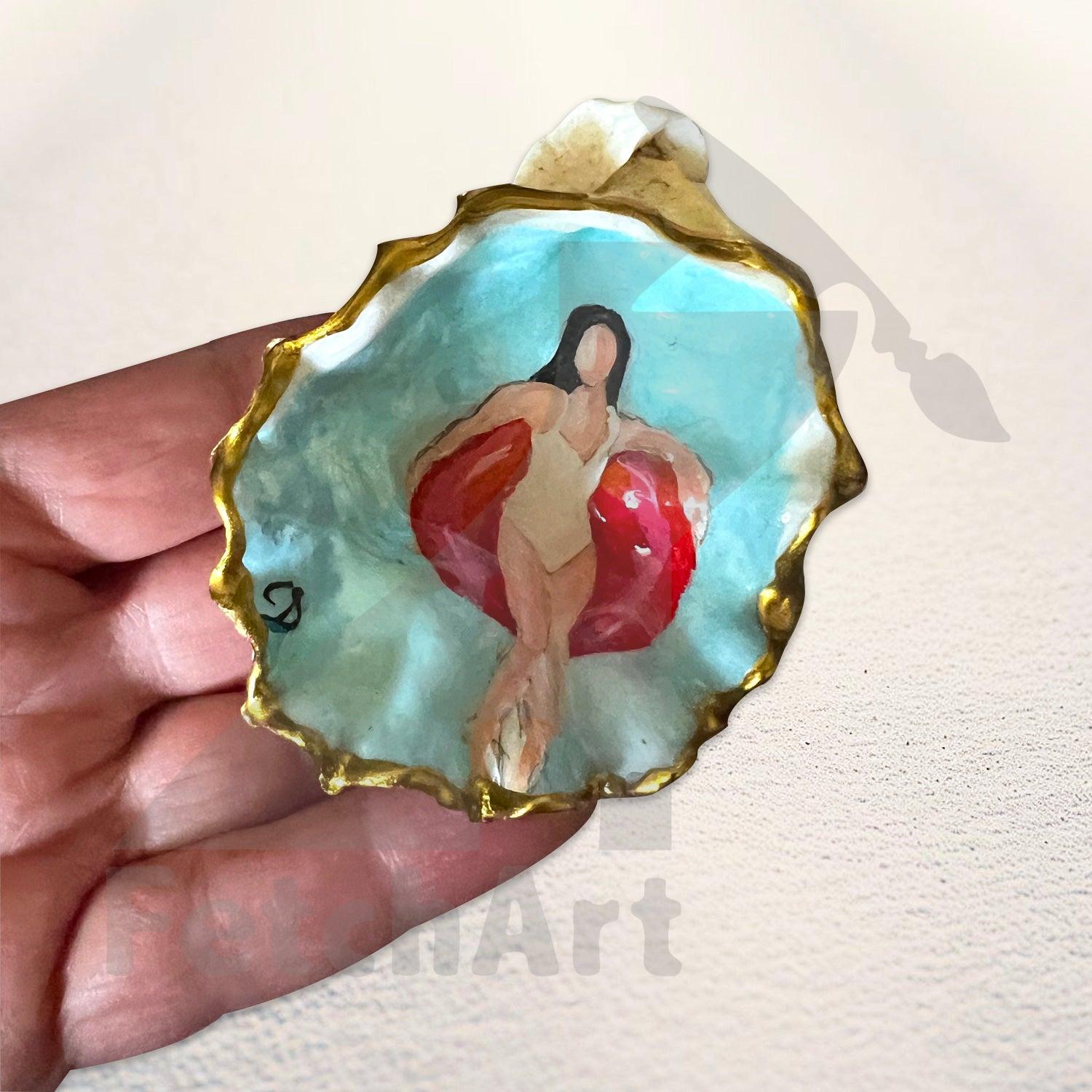 Seashell Acrylic Painting | Women and Mermaids | Original Resin Art Fetch Art