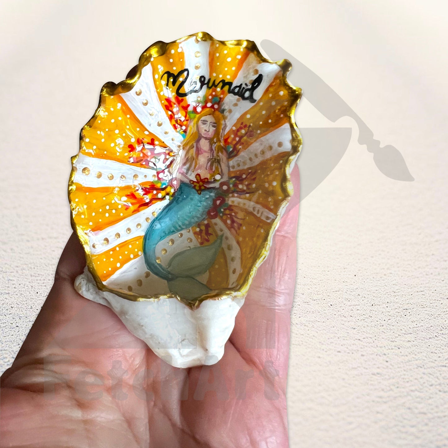 Seashell Acrylic Painting | Women and Mermaids | Original Resin Art Fetch Art