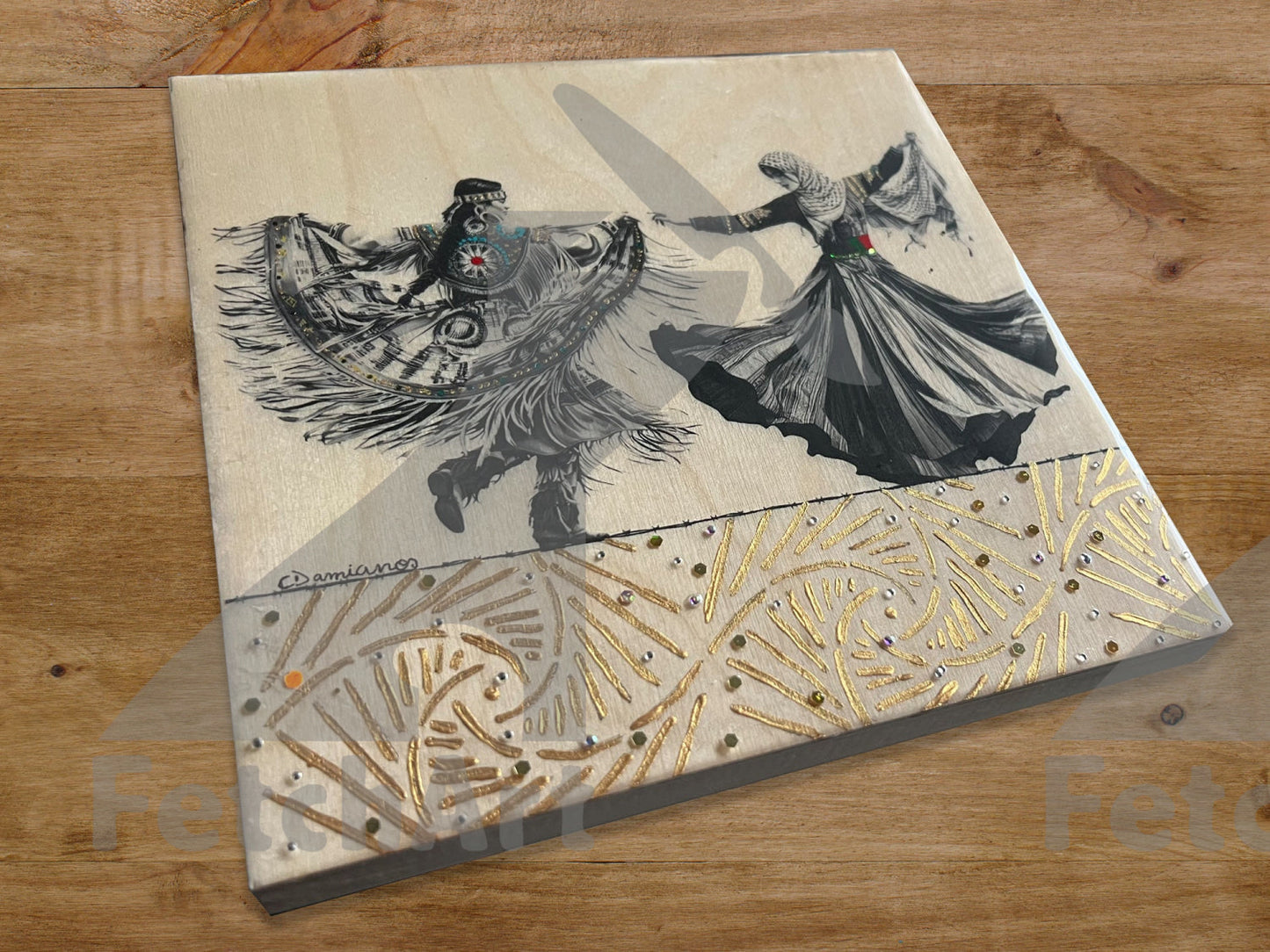 Female Freedom Dance: Original Handmade Paintings with Resin and Mixed Medium - Fetch Art