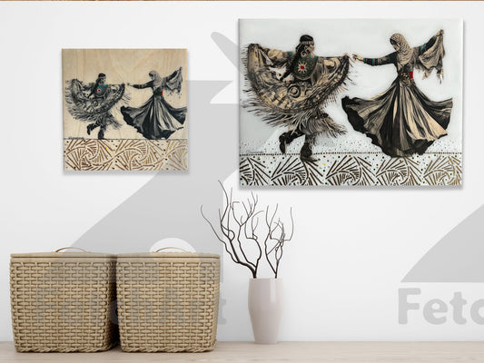 Female Freedom Dance: Original Handmade Paintings with Resin and Mixed Medium - Fetch Art