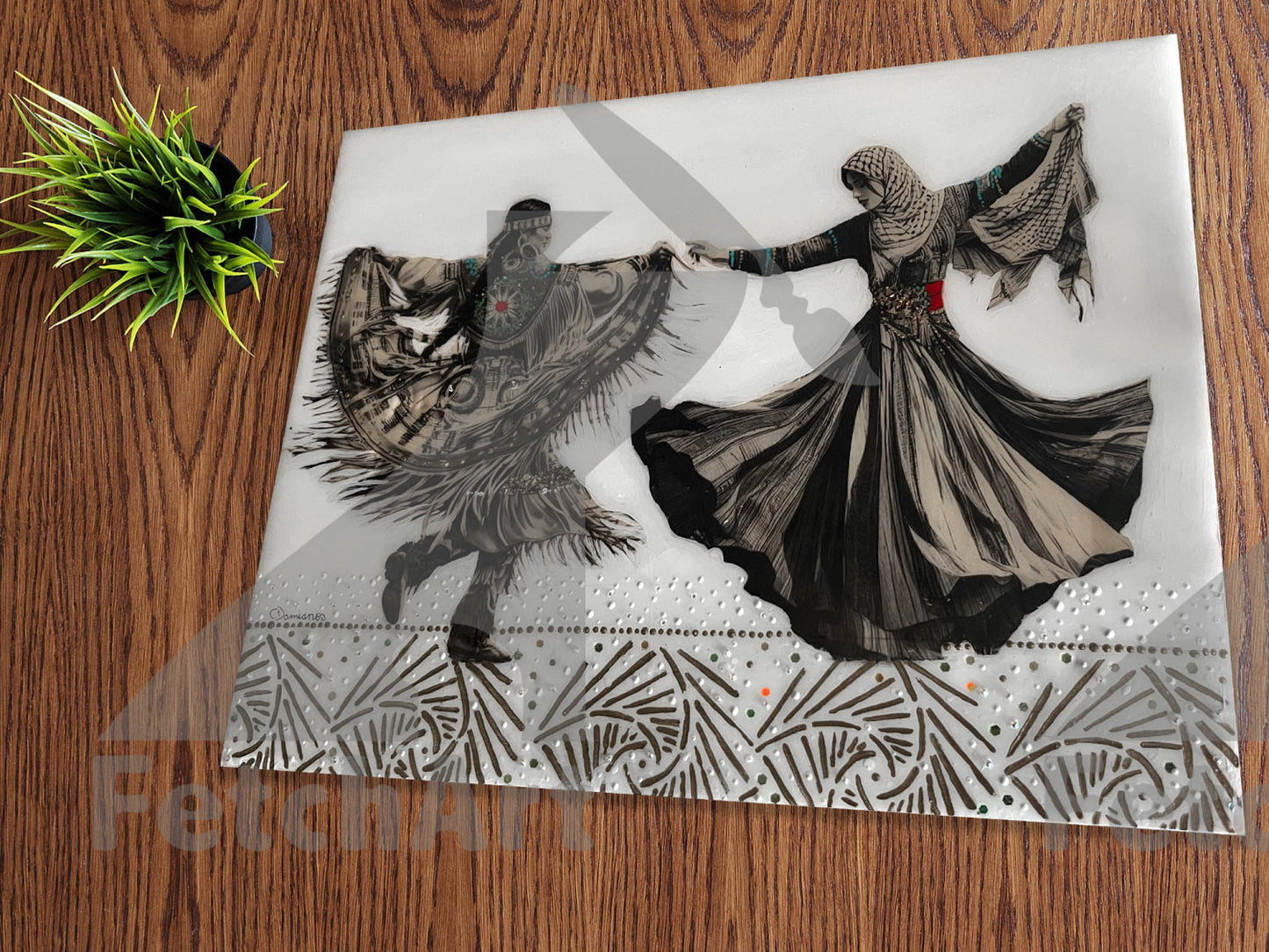 Female Freedom Dance: Original Handmade Paintings with Resin and Mixed Medium - Fetch Art