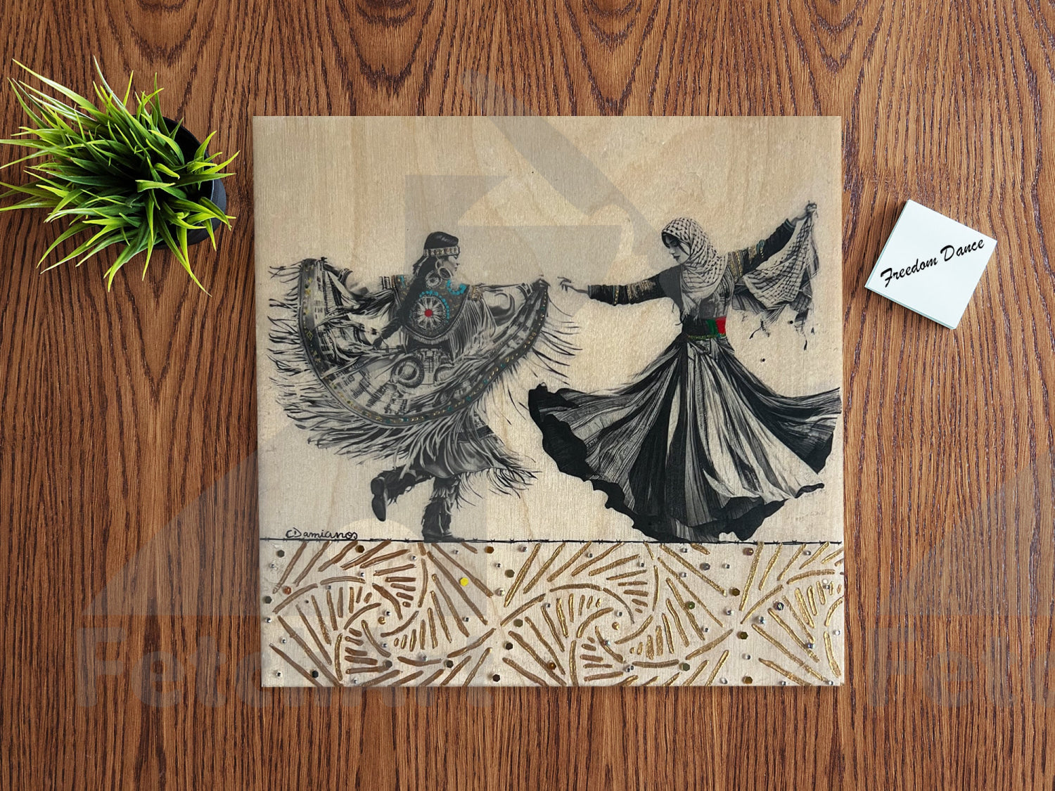 Female Freedom Dance: Original Handmade Paintings with Resin and Mixed Medium - Fetch Art