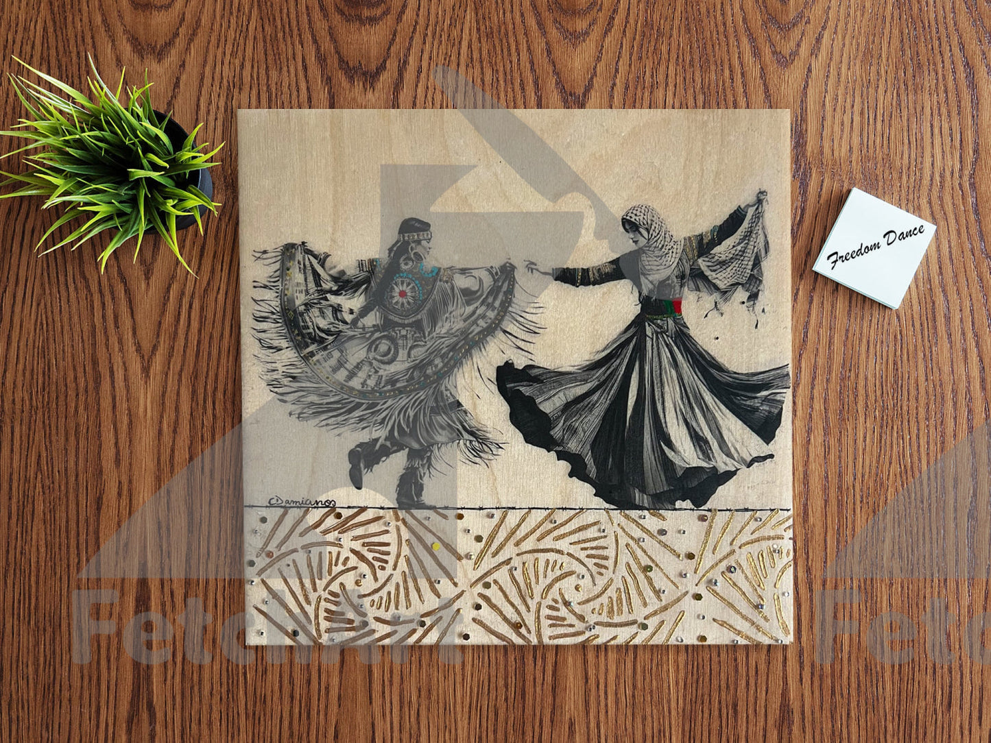 Female Freedom Dance: Original Handmade Paintings with Resin and Mixed Medium - Fetch Art