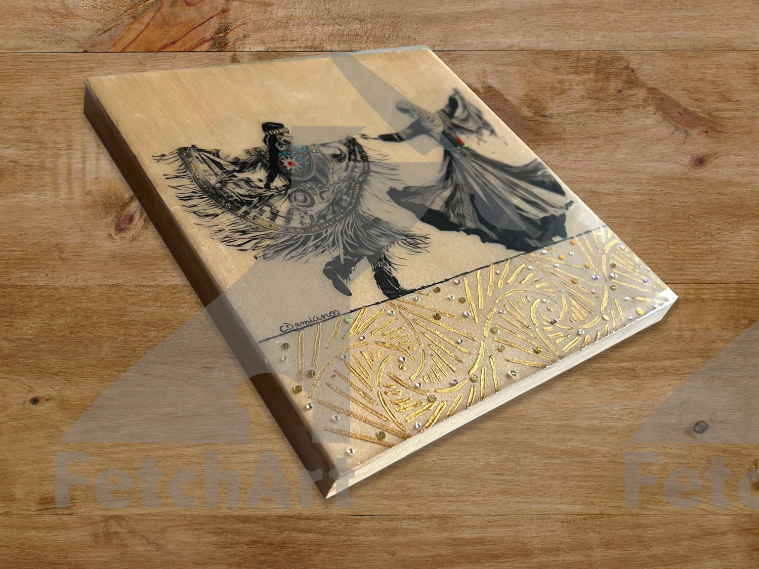 Female Freedom Dance: Original Handmade Paintings with Resin and Mixed Medium - Fetch Art