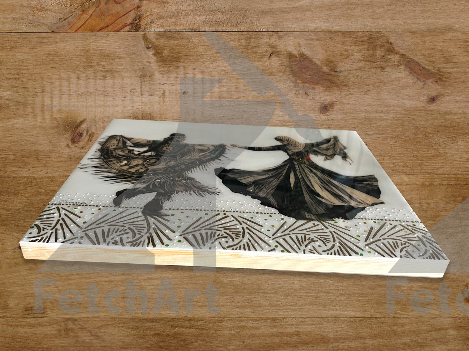 Female Freedom Dance: Original Handmade Paintings with Resin and Mixed Medium - Fetch Art