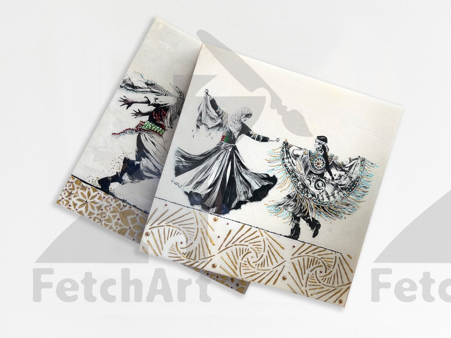 Freedom Dance: Original Paintings with Resin and Mixed Medium - Fetch Art