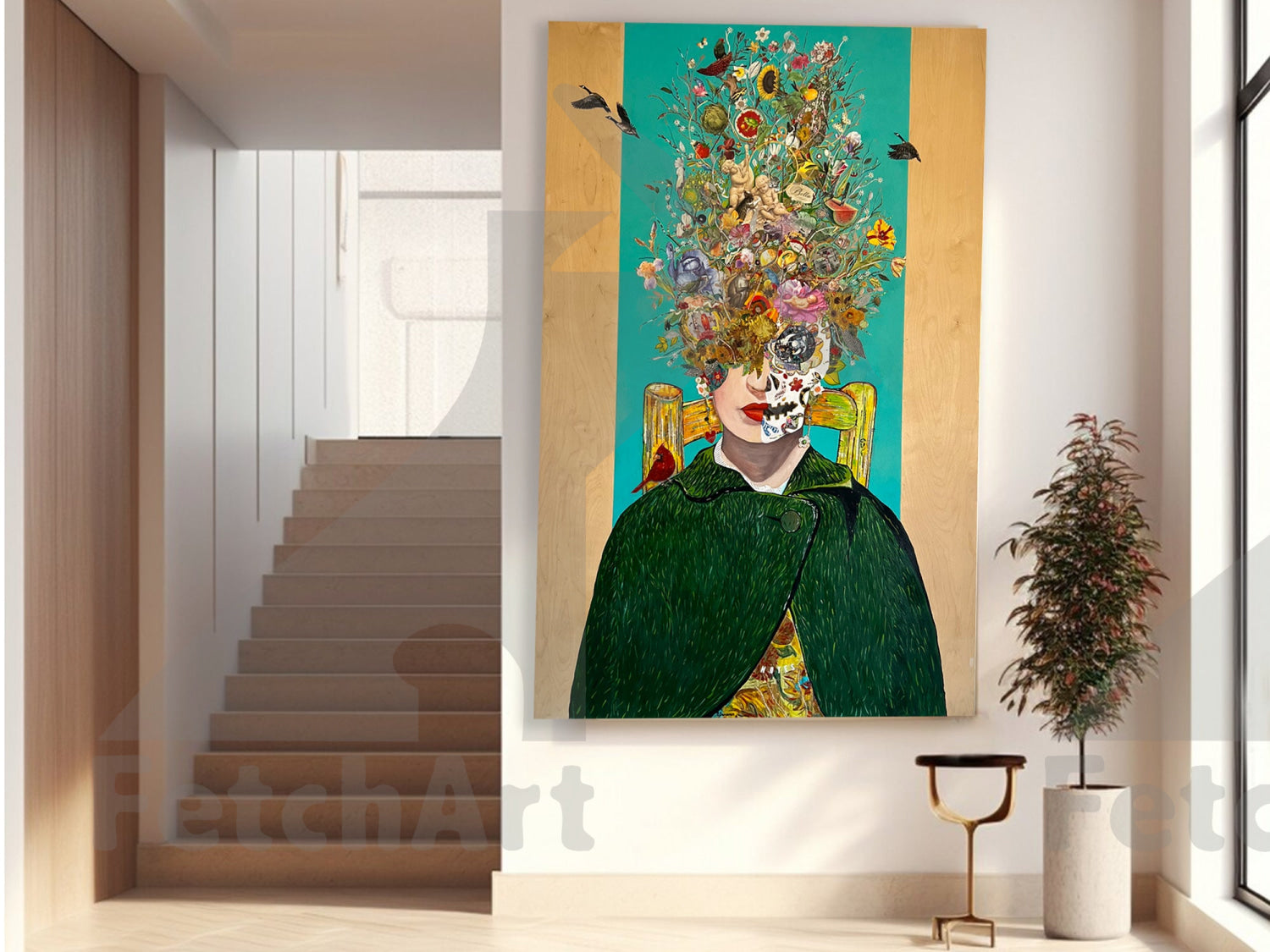 Frida Gone Gogh - Large Mixed Media Painting