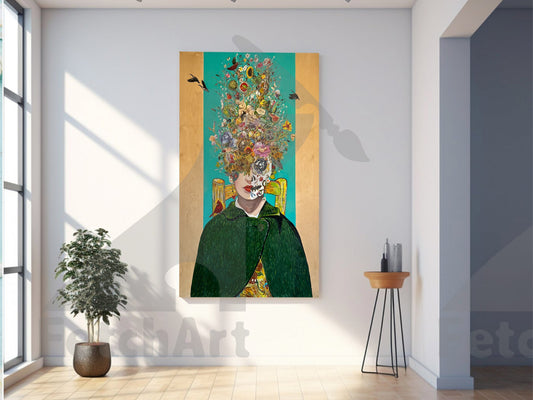 Frida Gone Gogh - Large Mixed Media Painting