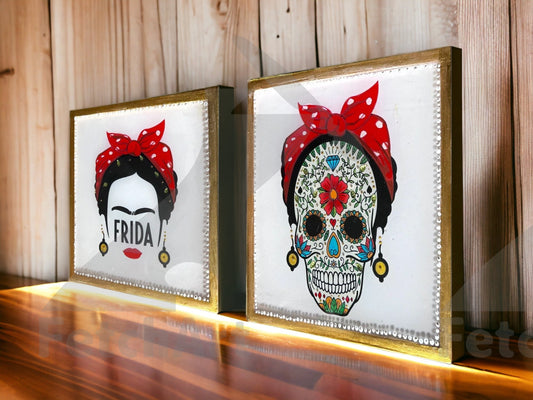 2 Acrylic Paintings with Coated Resin