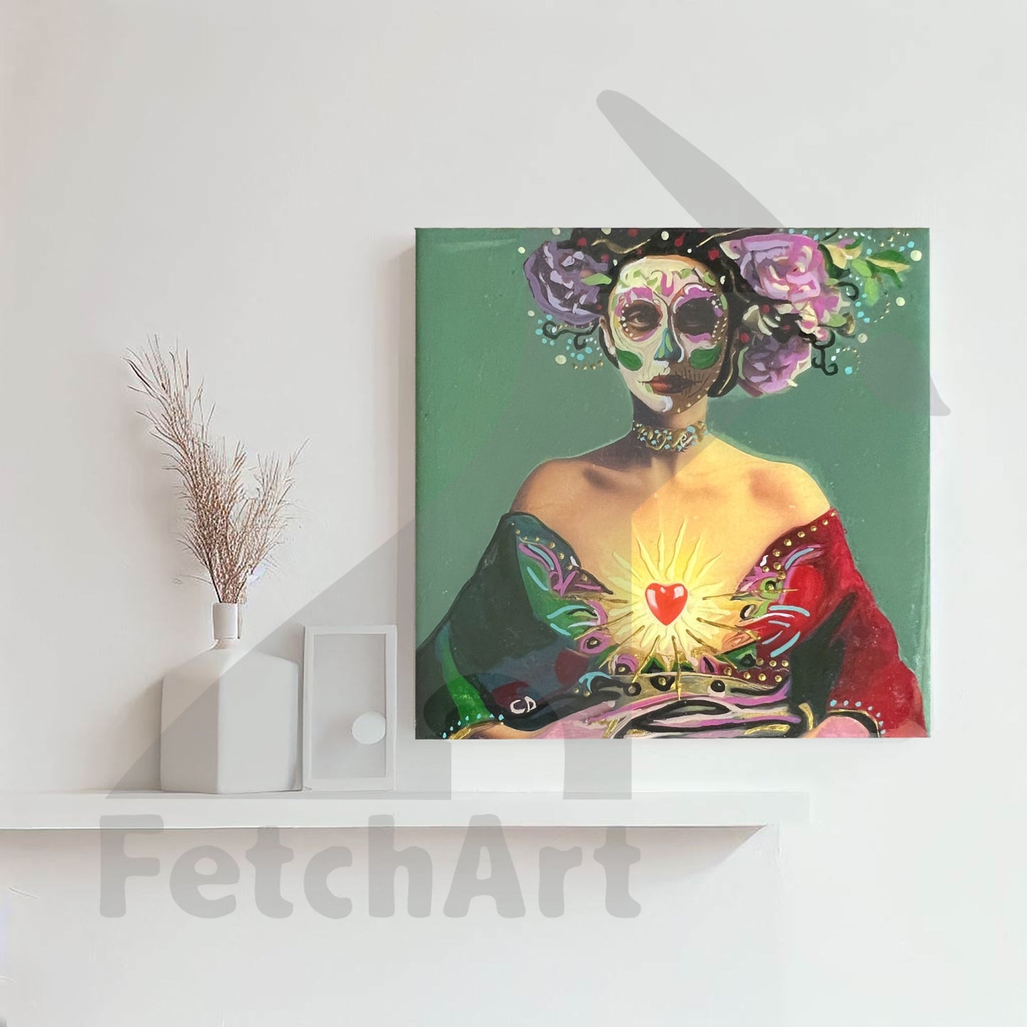 Frida Kahlo Inspired Women: Set of 6 Acrylic Paintings - Mixed Medium - Fetch Art