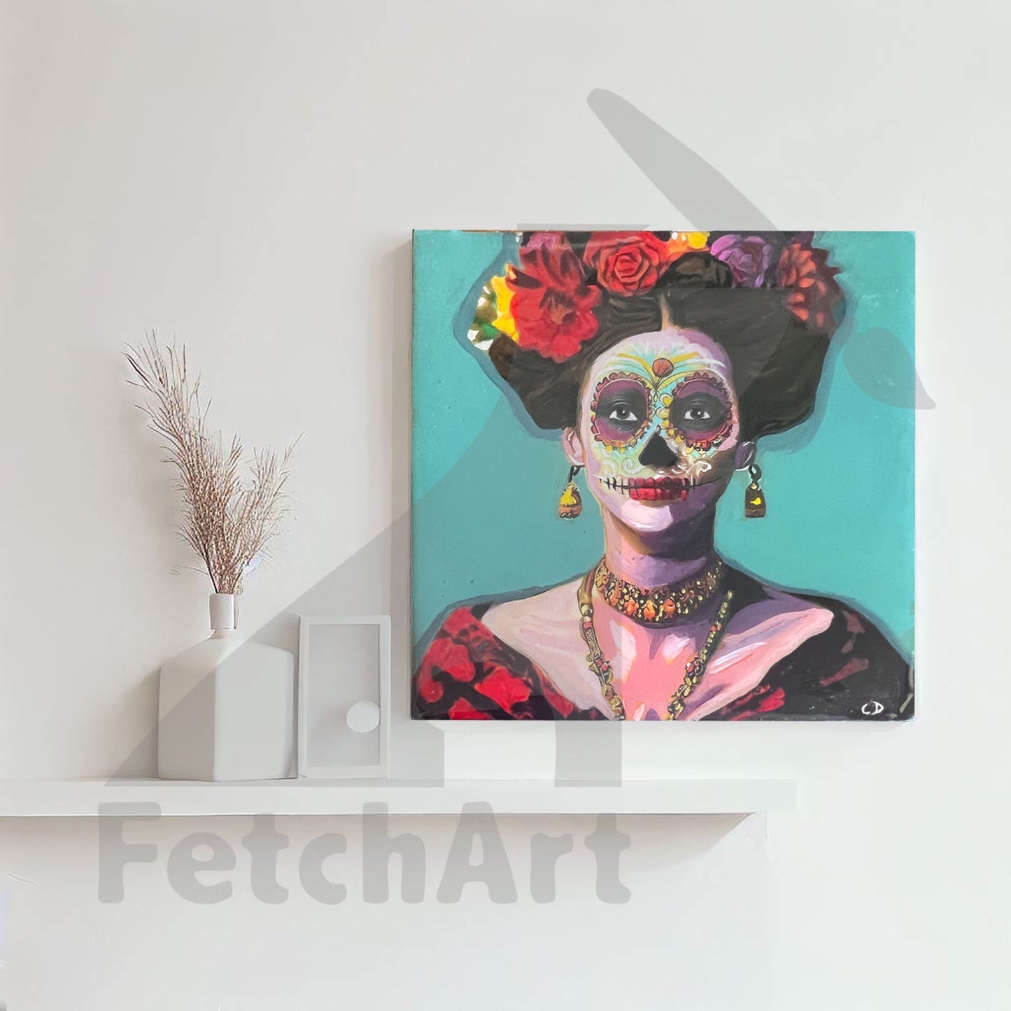 Frida Kahlo Inspired Women: Set of 6 Acrylic Paintings - Mixed Medium - Fetch Art