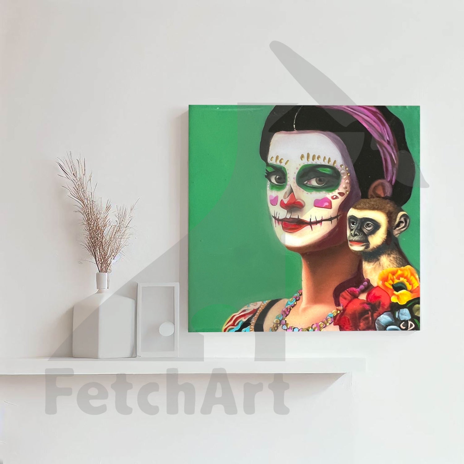 Frida Kahlo Inspired Women: Set of 6 Acrylic Paintings - Mixed Medium - Fetch Art