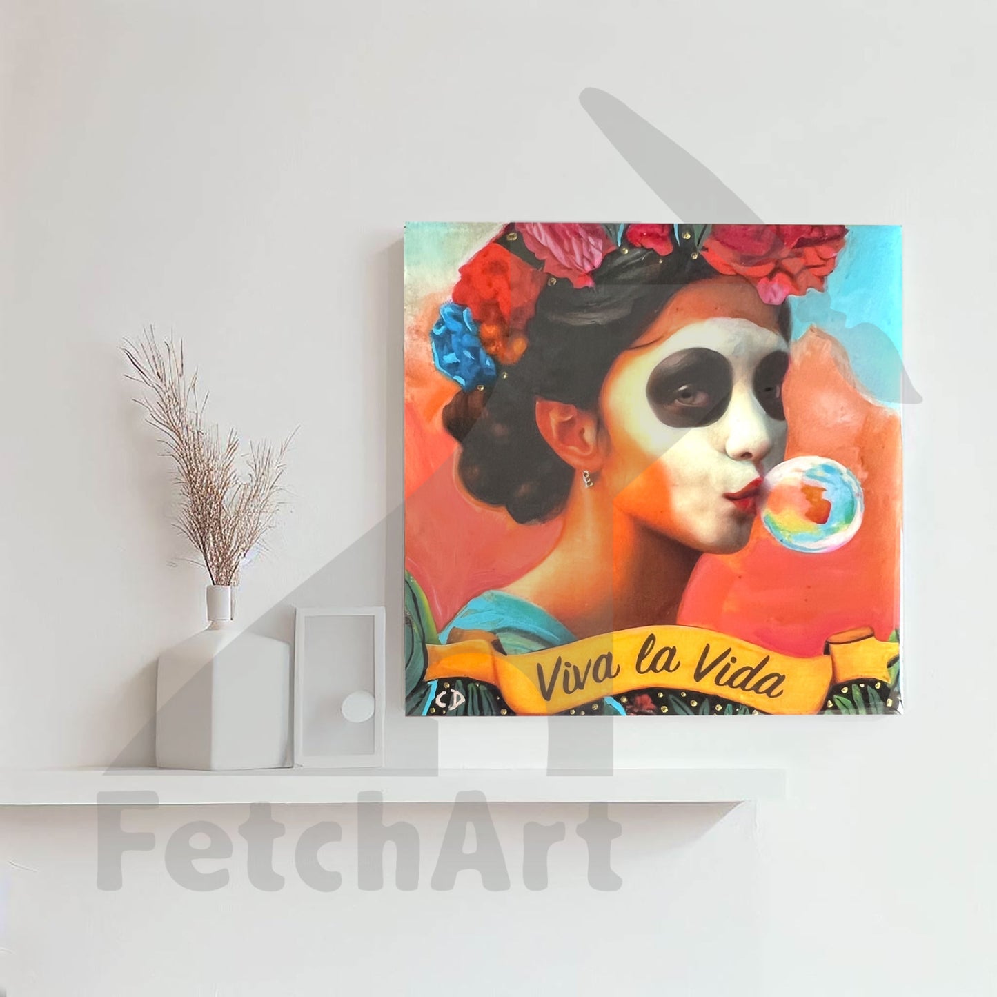 Frida Kahlo Inspired Women: Set of 6 Acrylic Paintings - Mixed Medium - Fetch Art