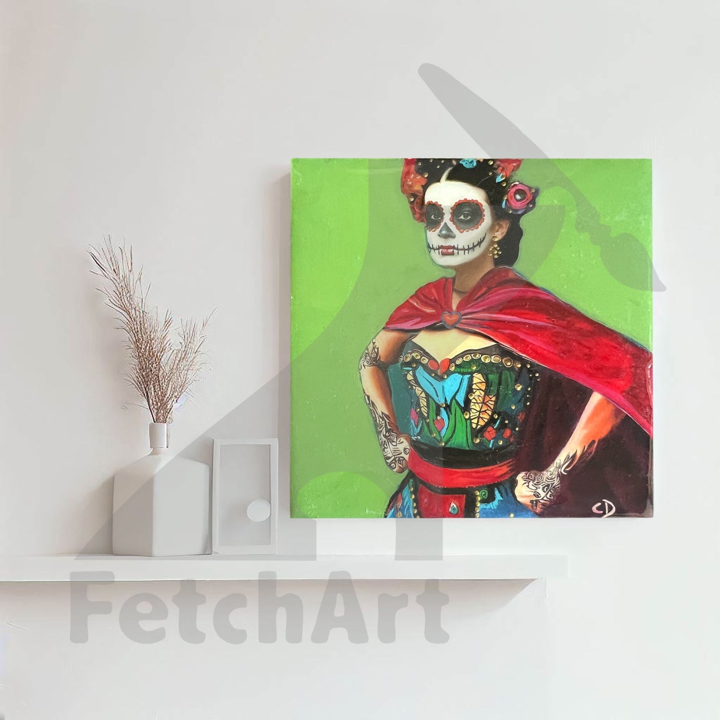 Frida Kahlo Inspired Women: Set of 6 Acrylic Paintings - Mixed Medium - Fetch Art