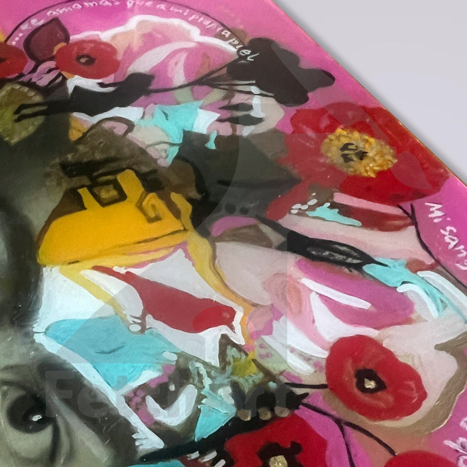 Frida Kahlo Portrait Original Artwork Collage and Acrylic on Wood Panel Acrylic