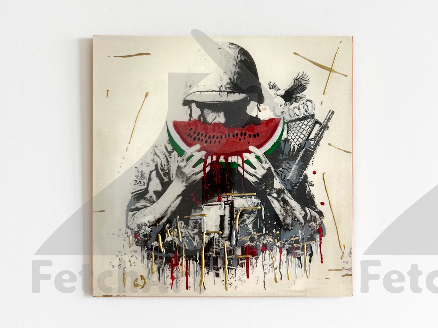 Gaza Soliodarity-Original Paintings with Resin and mixed medium - Fetch Art