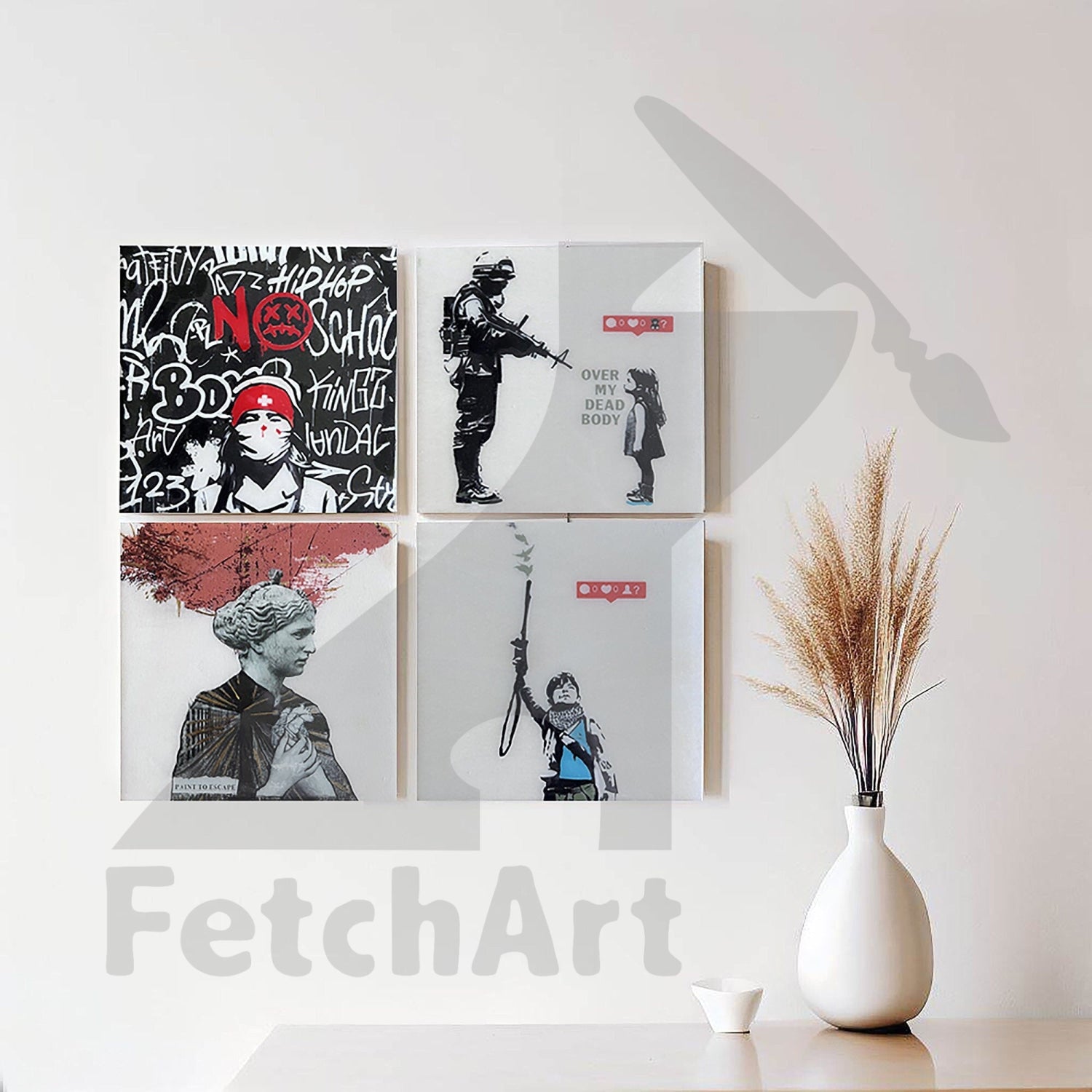 Graffiti-Inspired Acrylic Painting on Wood Canvas | Original Wall Decor | Street Art meets Expressionism Fetch Art