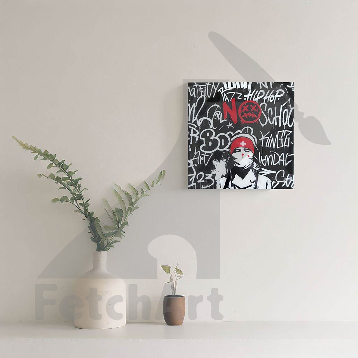 Graffiti-Inspired Acrylic Painting on Wood Canvas | Original Wall Decor | Street Art meets Expressionism Fetch Art