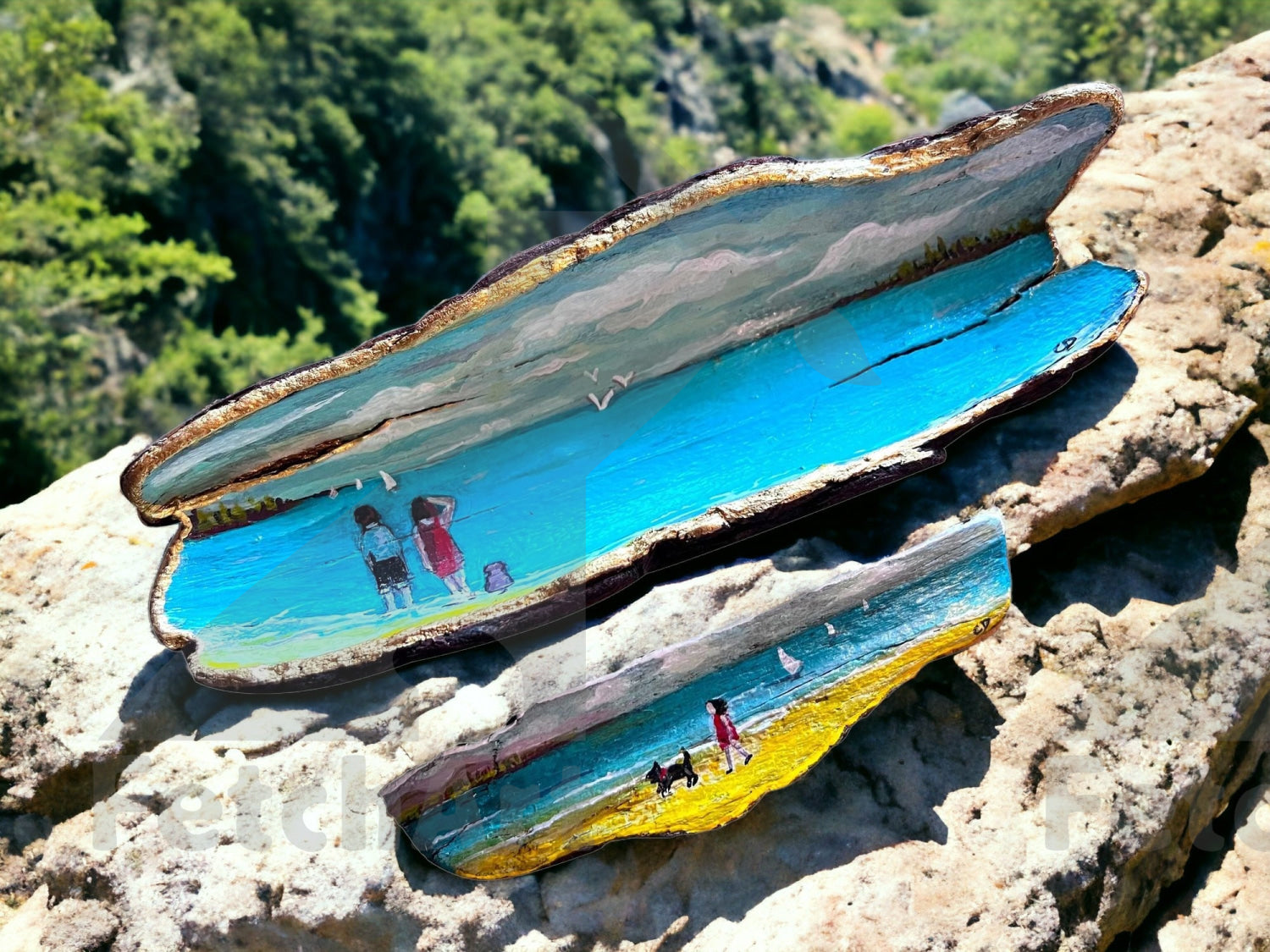 Sunshine Coast Driftwood with Acrylic Painting