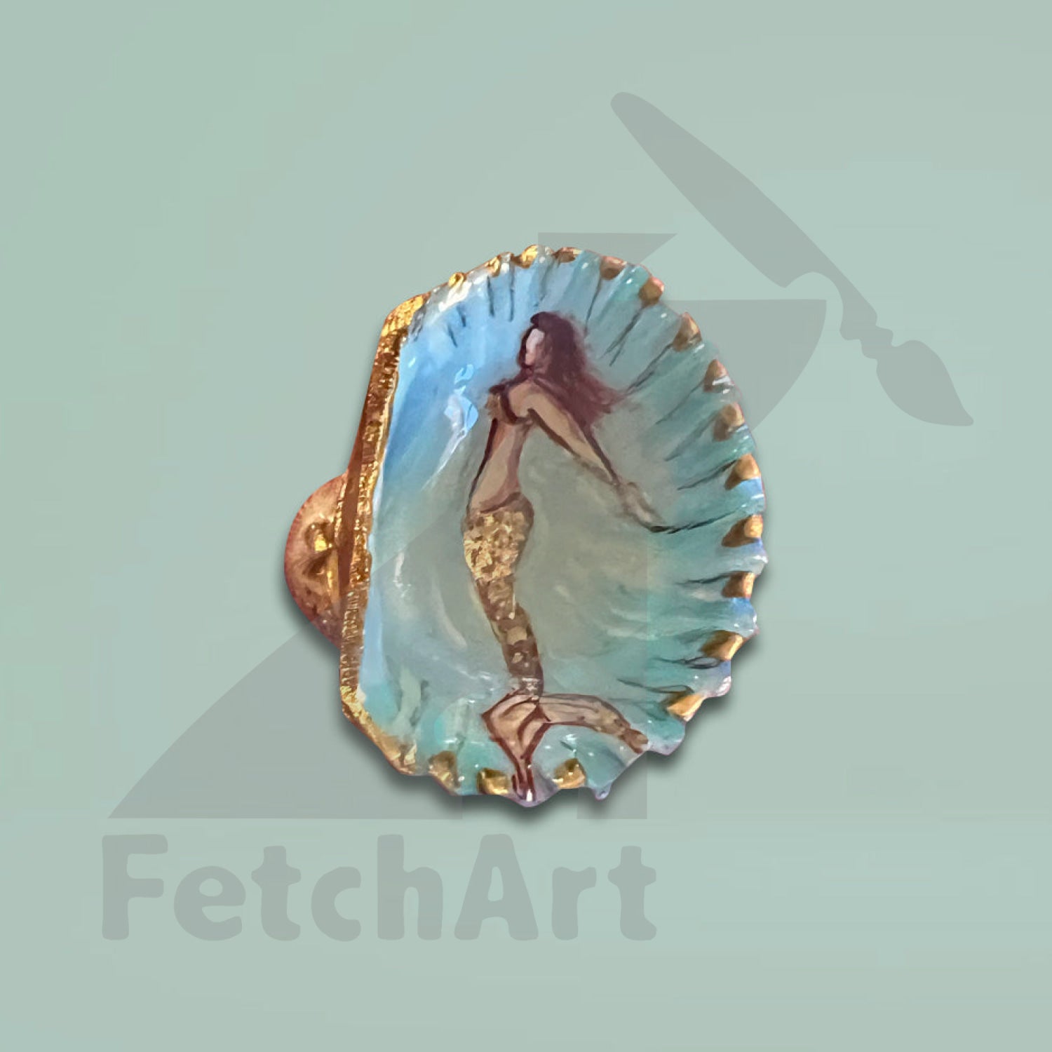 Hand painted mermaid seashell Art (Single Piece) 5cm X 4cm Bathroom Décor